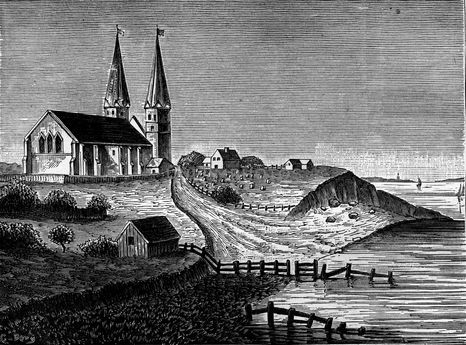 The encroachments of the sea, The church of Reculver in 1781, vi by Morphart