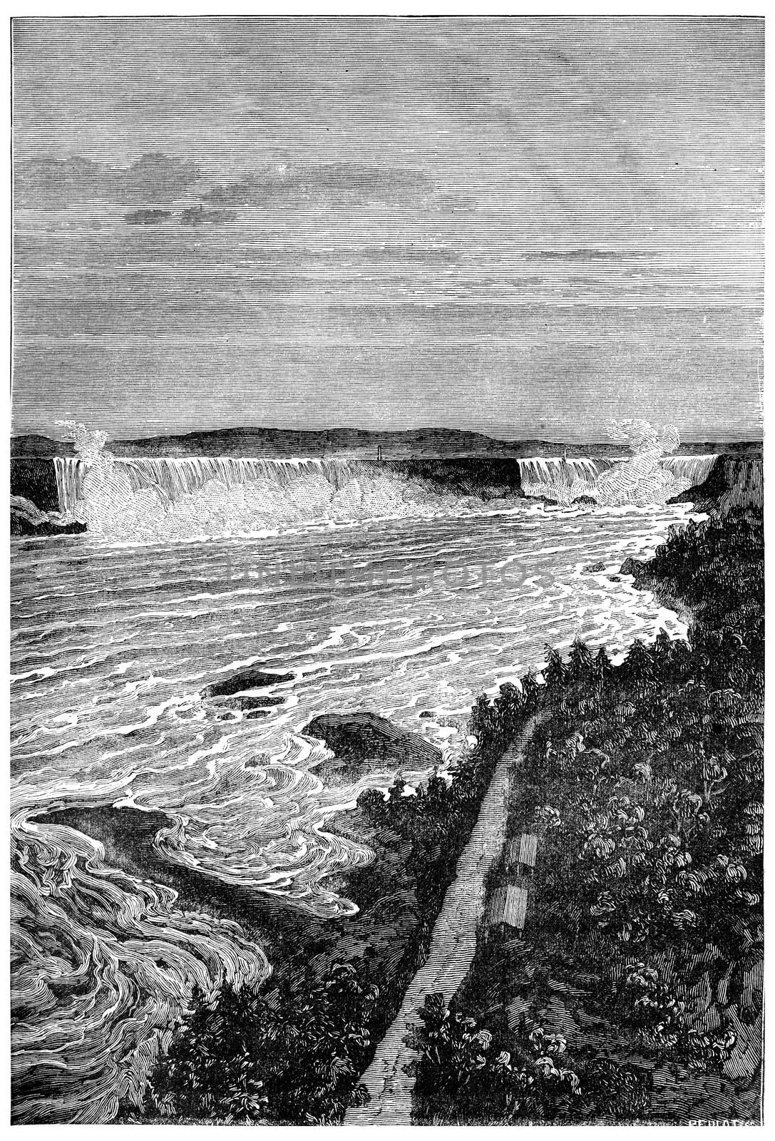 Niagara falls, vintage engraving. by Morphart