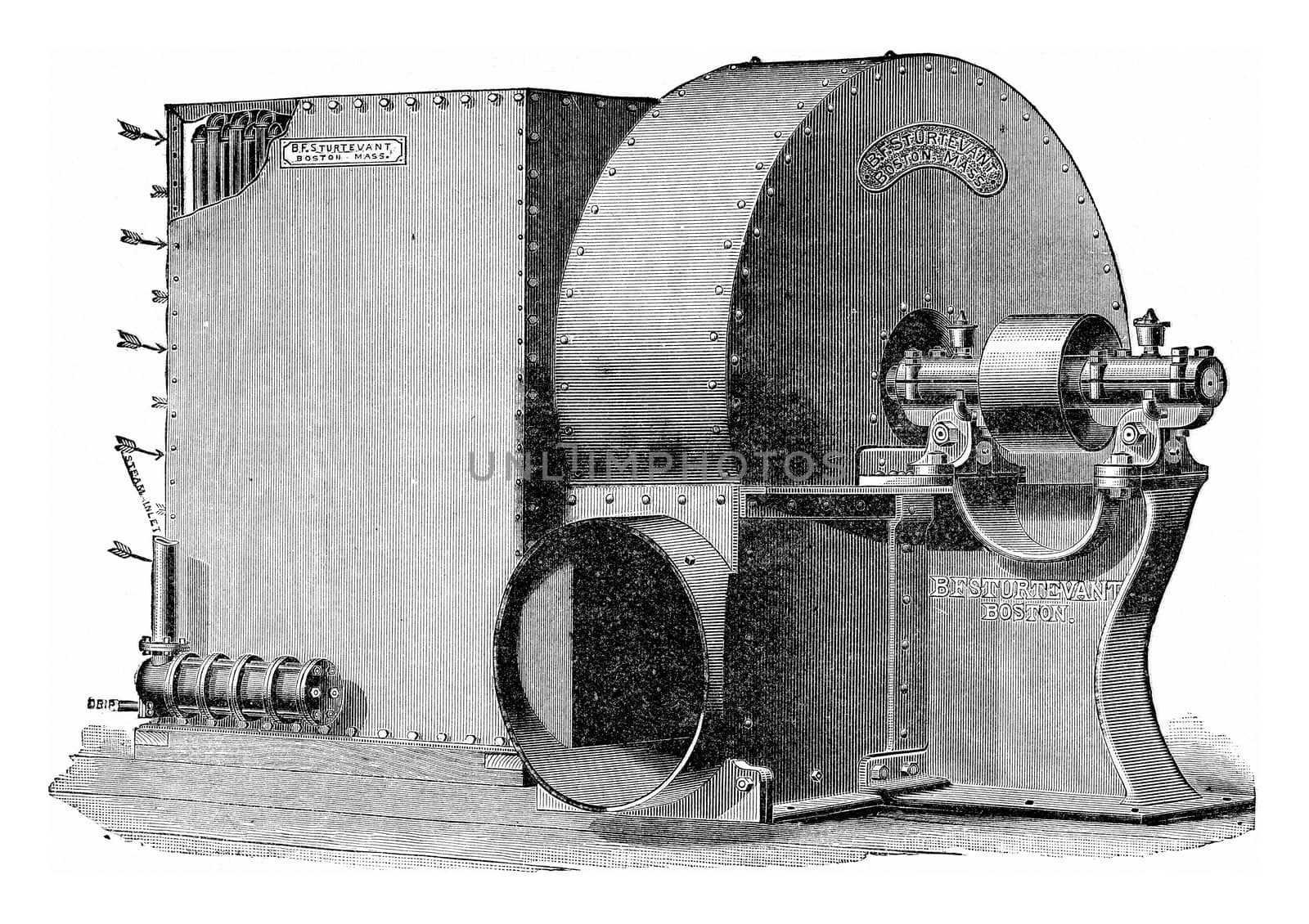 Group calorigenic Sturtevant, with fan control via pulley, vinta by Morphart