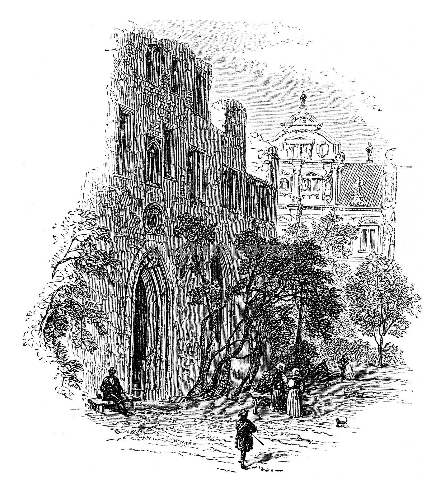 Tower Ruprecht, vintage engraved illustration. From Chemin des Ecoliers, 1861.
