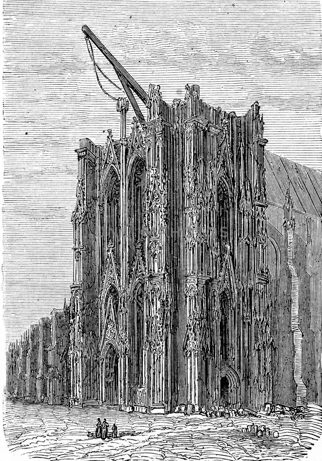 Cologne Cathedral, Cologne, vintage engraving. by Morphart