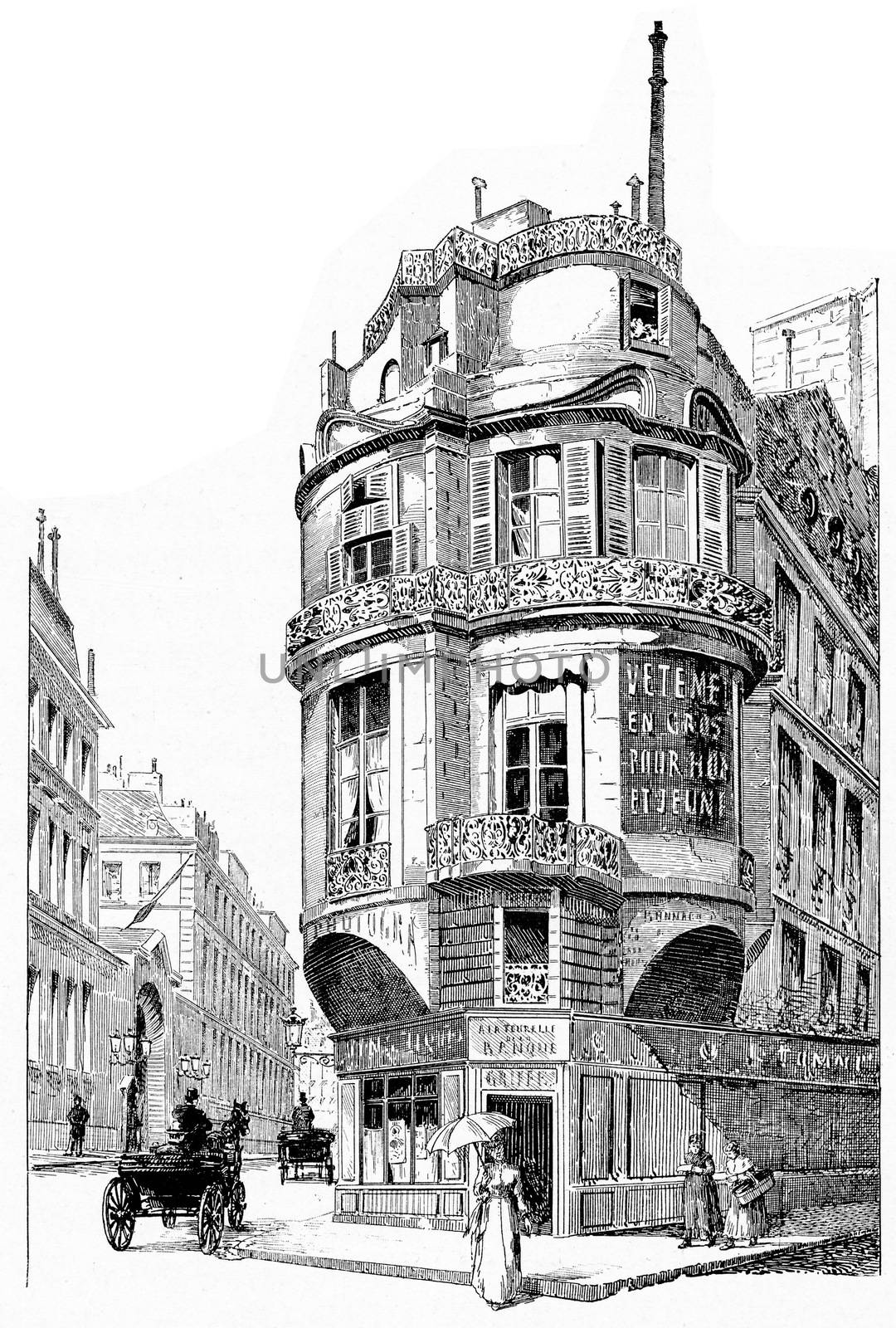 Rue La Vrilliere, vintage engraving. by Morphart
