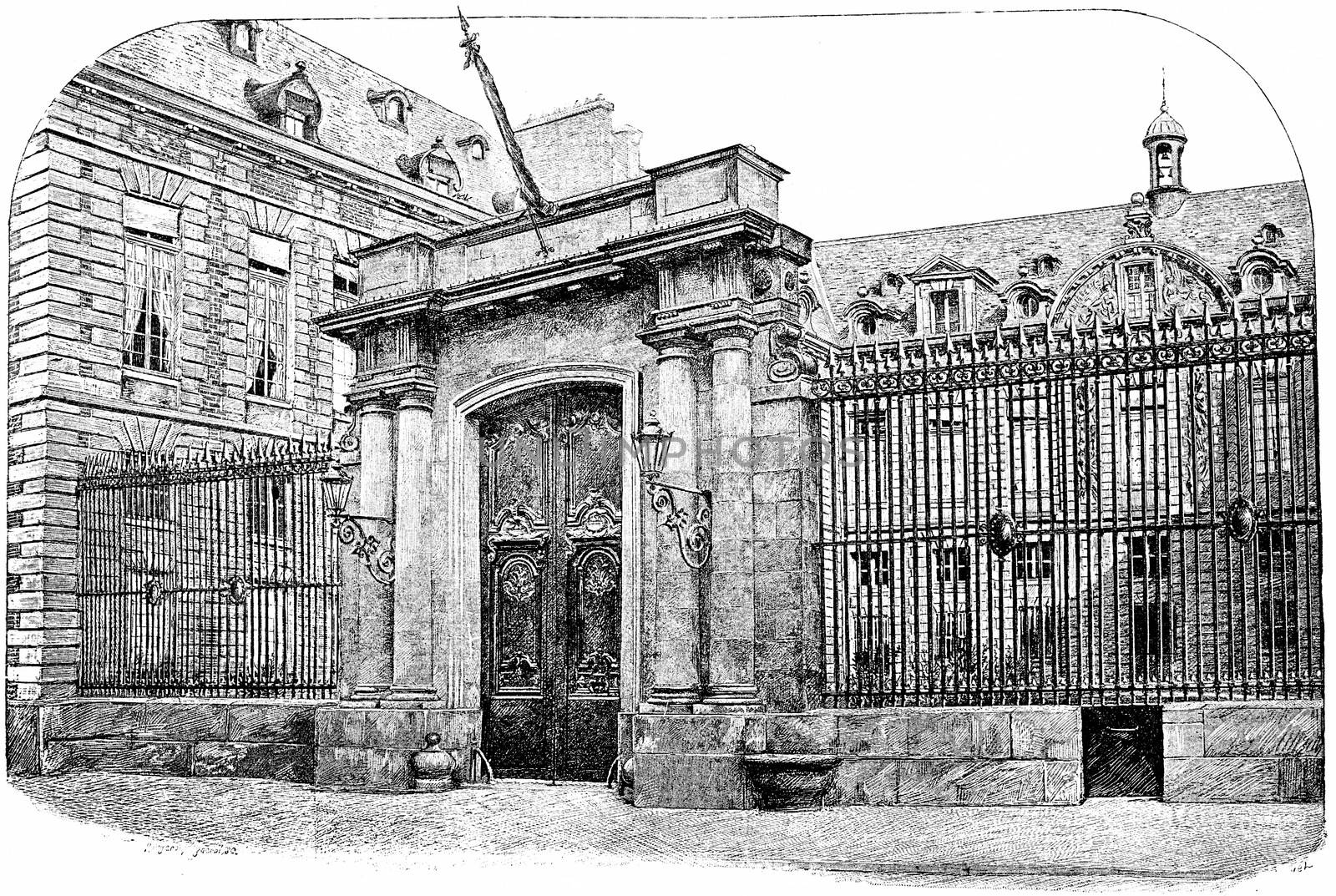 Entrance of the Hotel Mazarin (National Library), Street Petits- by Morphart