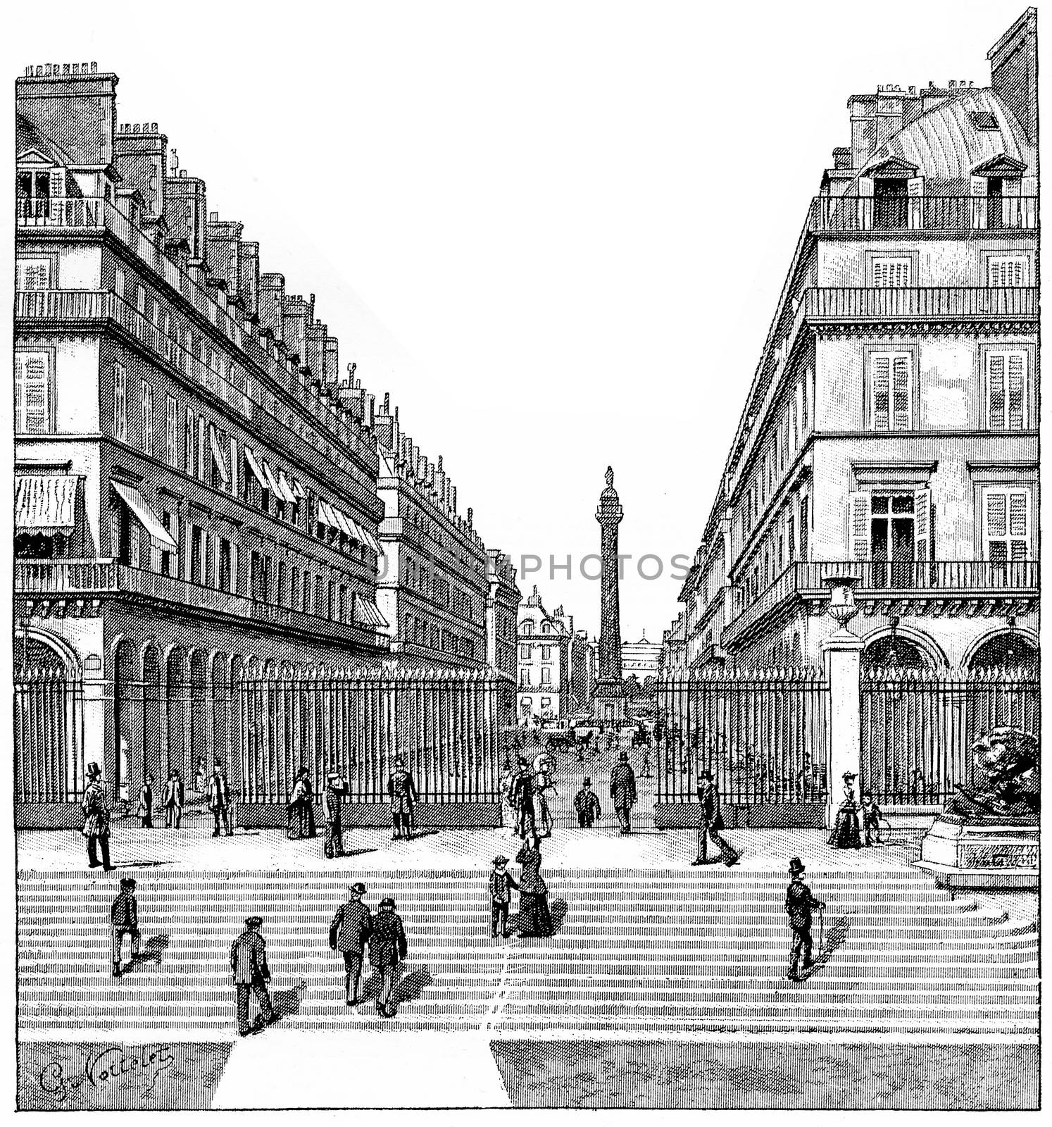 Castiglione Street, vintage engraving. by Morphart