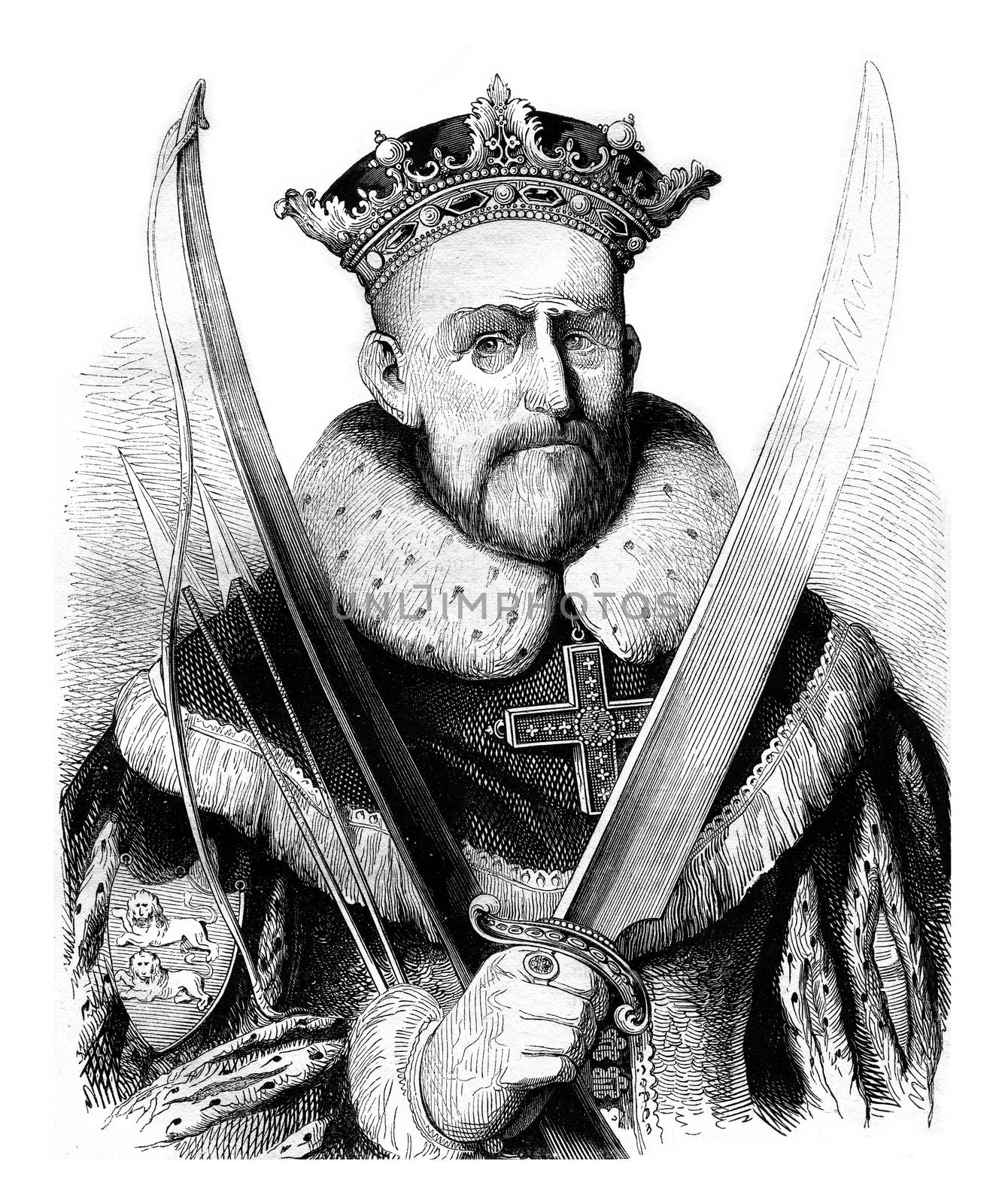 William the Conqueror, vintage engraved illustration. Colorful History of England, 1837.
