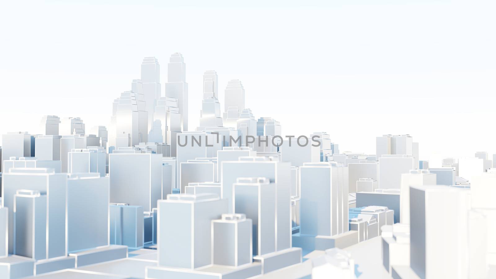 3d abstract modern city in sunny day. 3D illustration