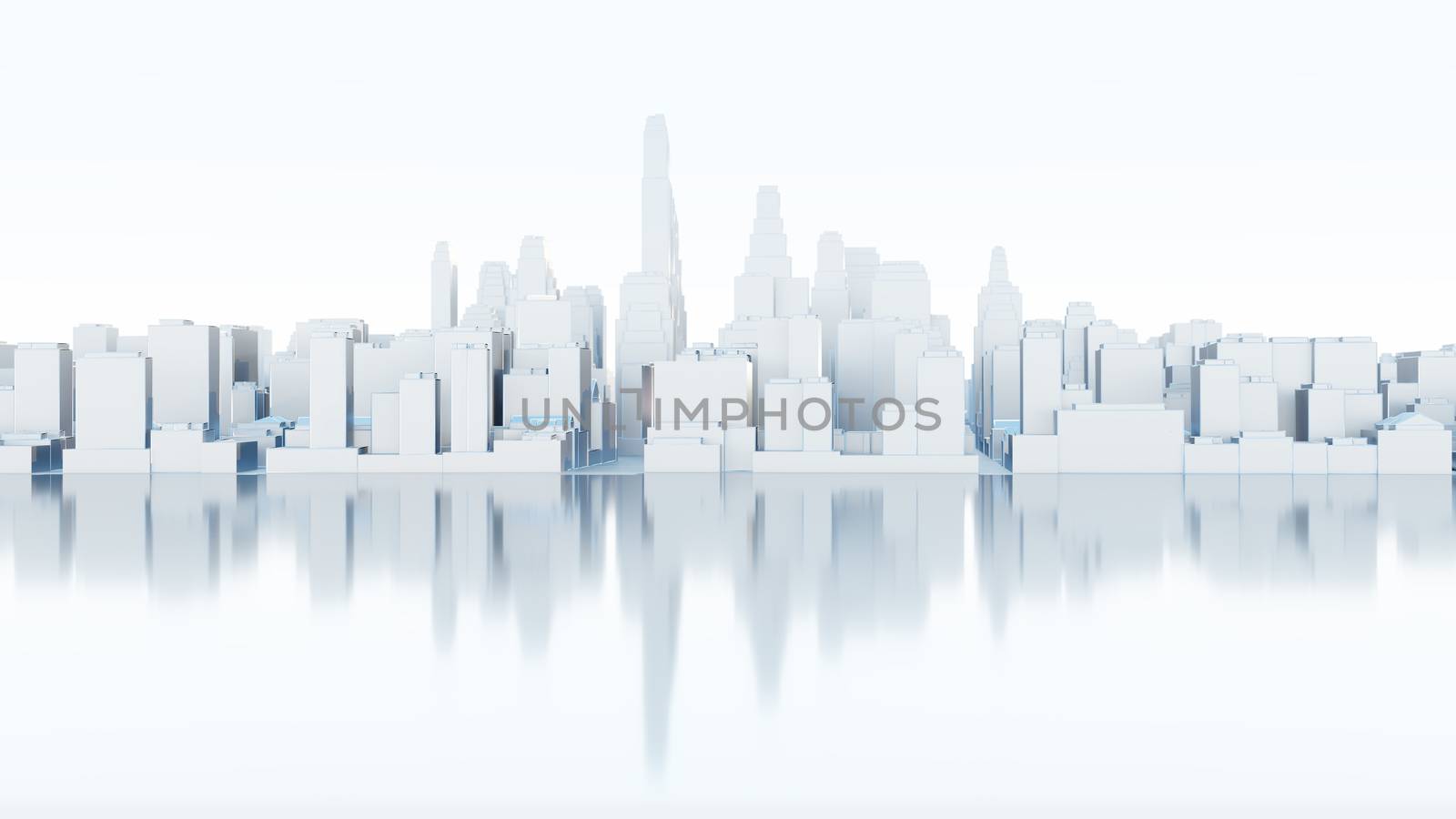 3d abstract modern city in sunny day. 3D illustration