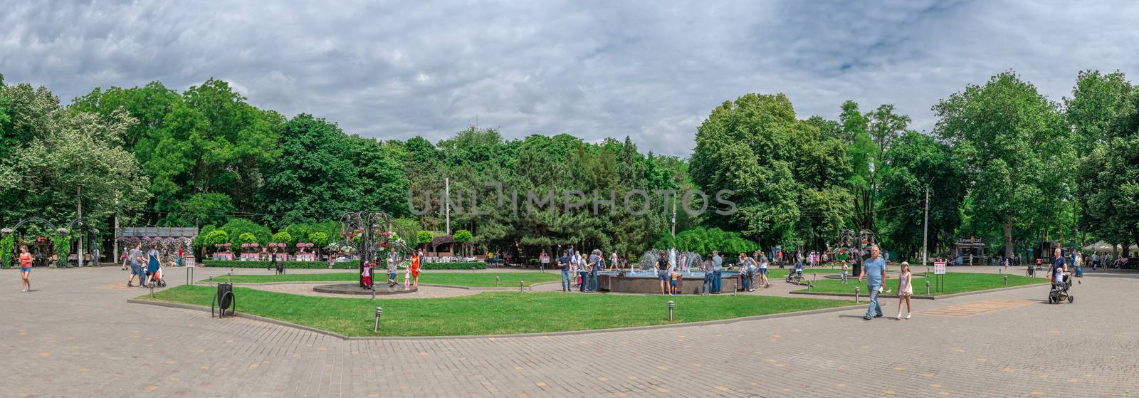 Odessa, Ukraine - 06.09.2019. Fountains in Gorky Park in Odessa, Ukraine