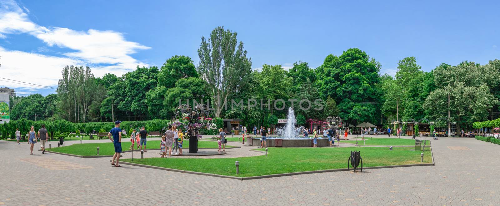 Odessa, Ukraine - 06.09.2019. Fountains in Gorky Park in Odessa, Ukraine