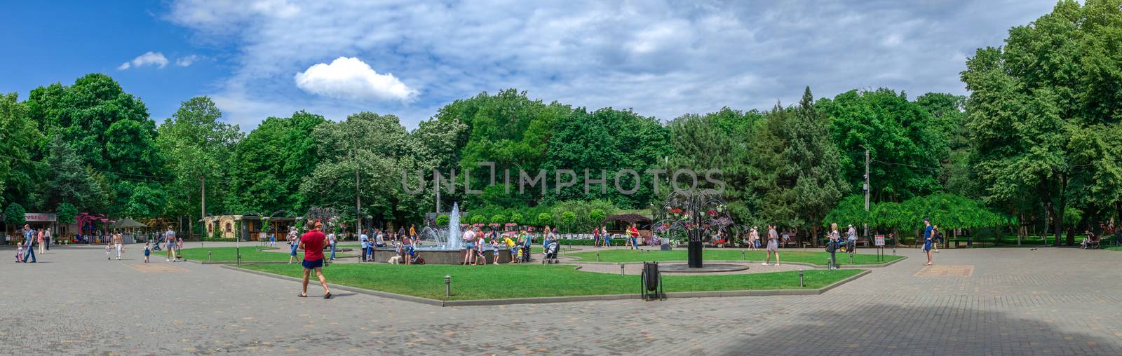 Odessa, Ukraine - 06.09.2019. Fountains in Gorky Park in Odessa, Ukraine