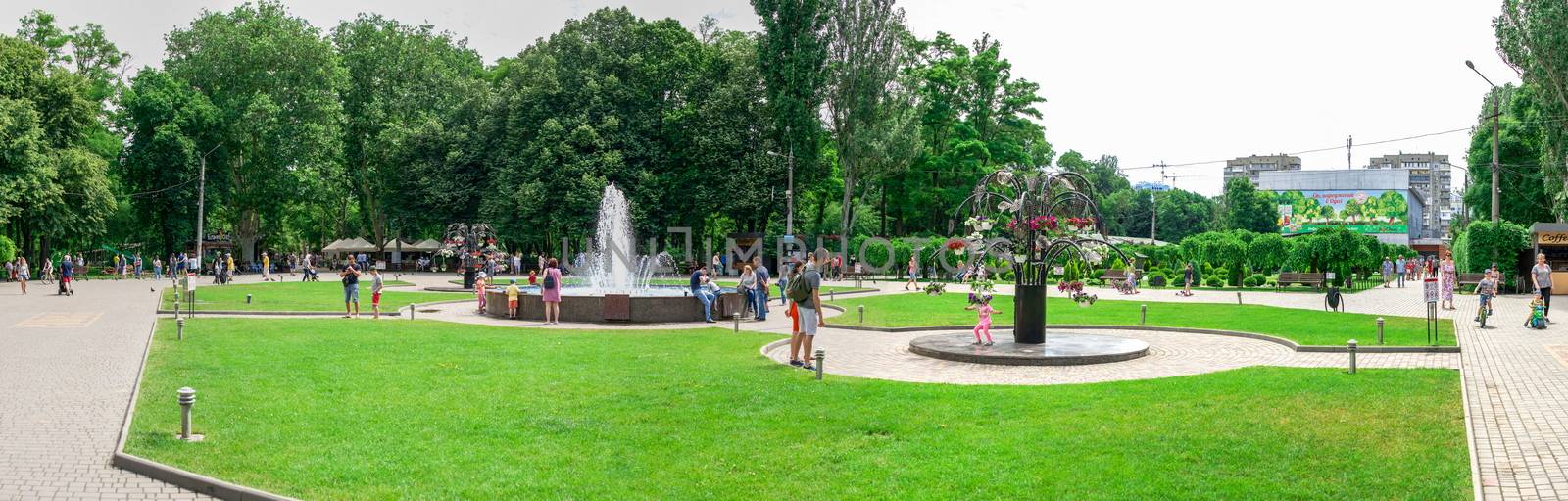 Odessa, Ukraine - 06.09.2019. Fountains in Gorky Park in Odessa, Ukraine