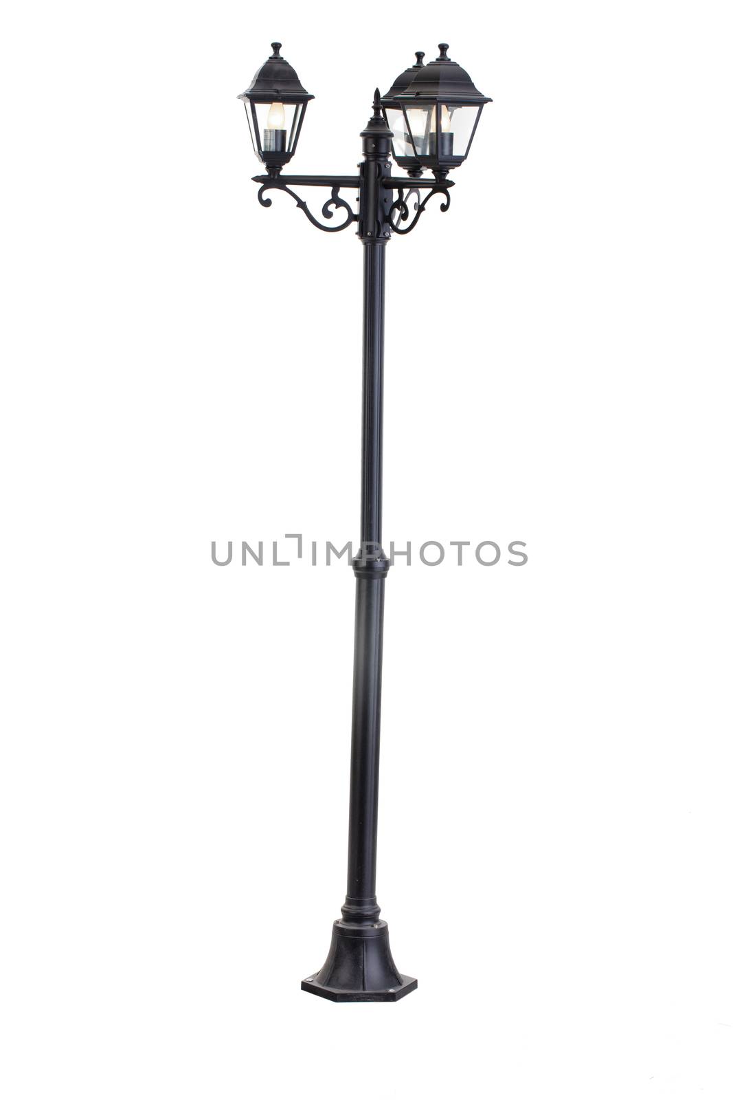 Old metal lantern on an isolated studio background