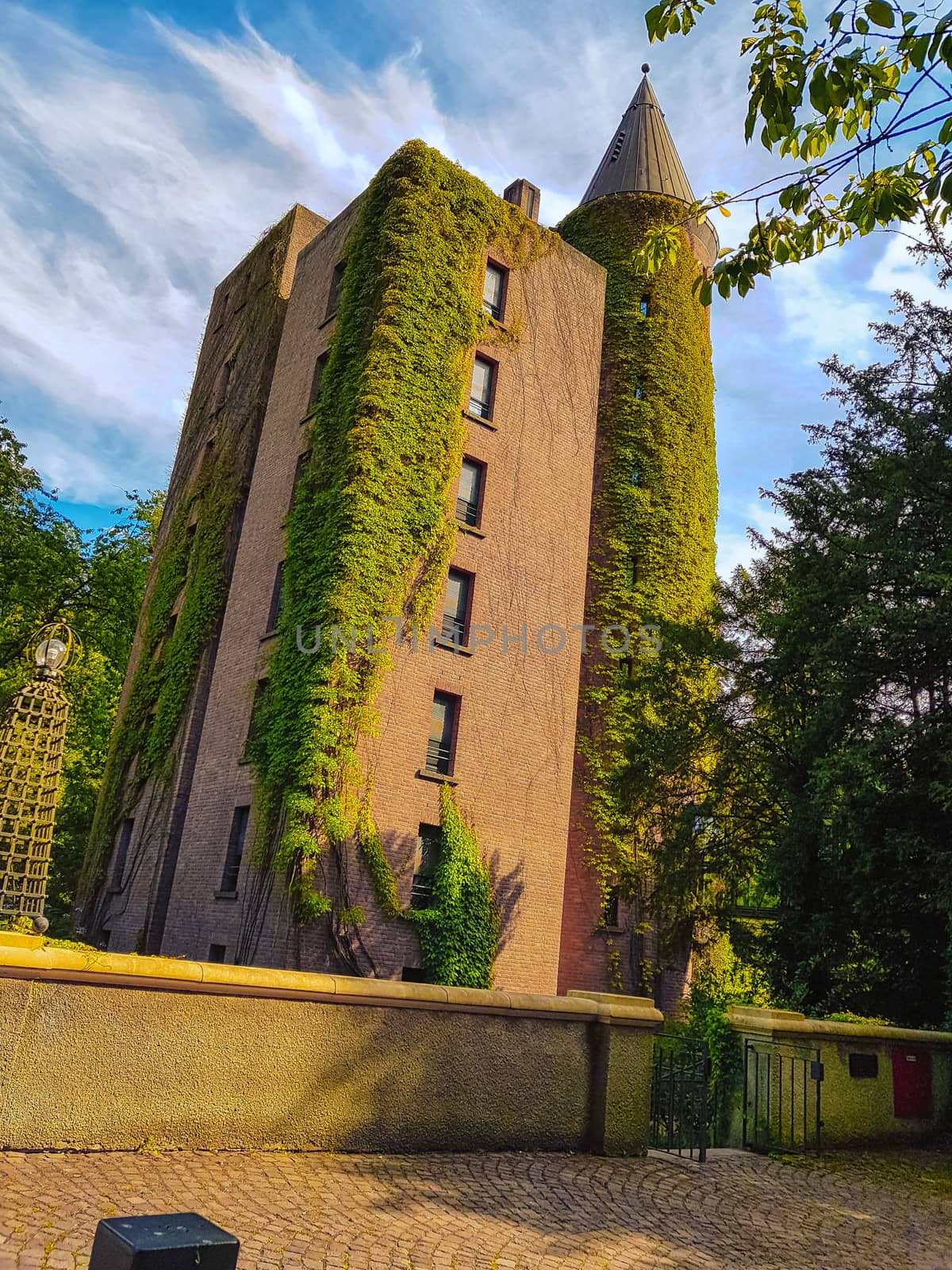 Beautiful flat high-rise block with tower