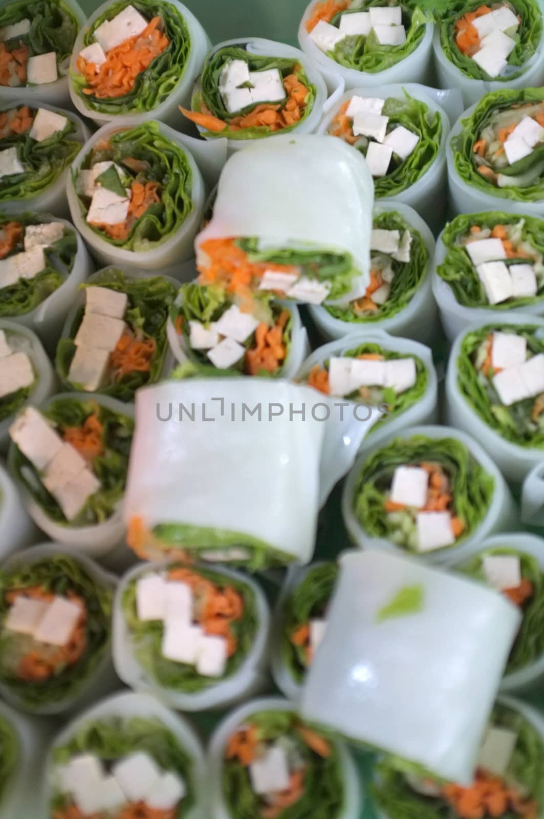Fresh Vegetable Rice Wraps or Fresh spring roll. Thai Food homemade