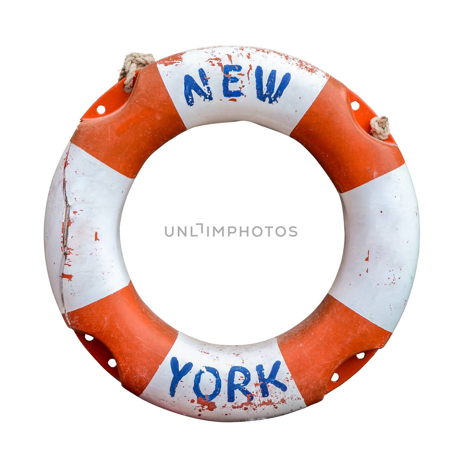 A Rustic Old Lifebuoy Or Life Preserver From A Ferry In New York City, USA