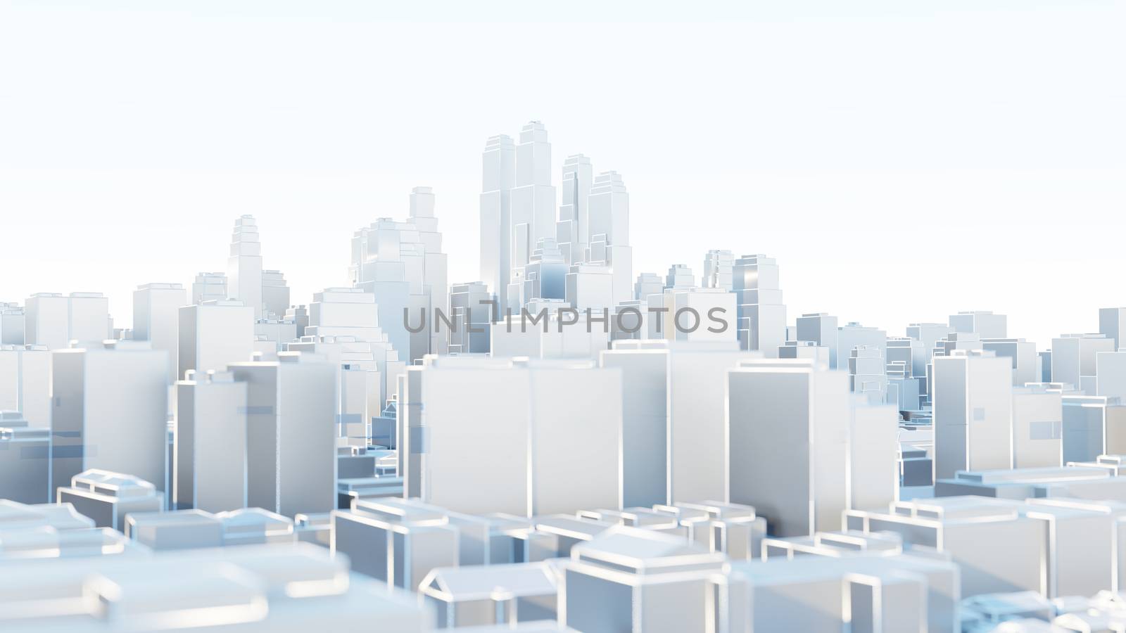 3d abstract modern city in sunny day. 3D illustration