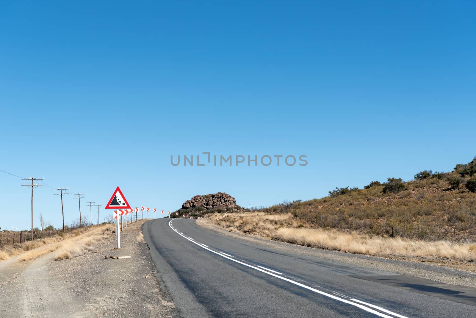 A view of road R48 at Modderfontein between Phillipstown and De Aar in the Northern Cape Province