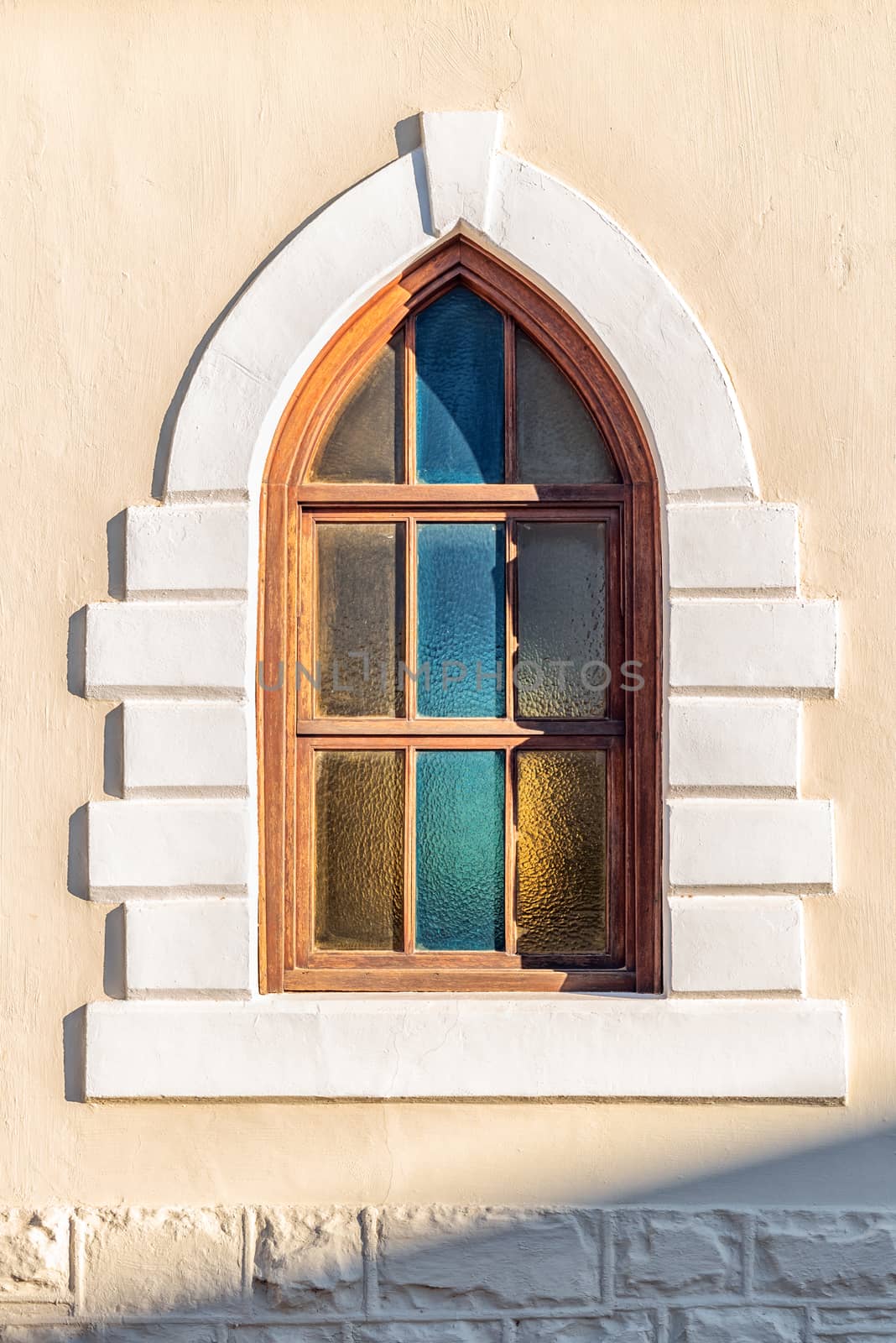 A Neo-Gothic architectural style window in Victoria West in the Northern Cape Province