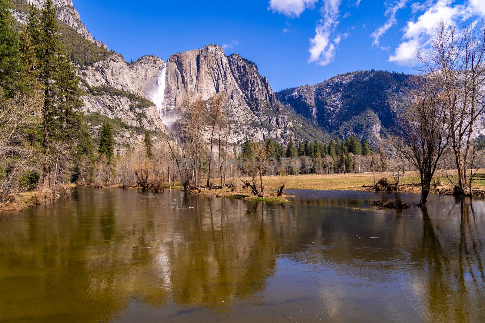 Yosemite Valley national Park from swinging bridge yosemite in California San Francisco USA