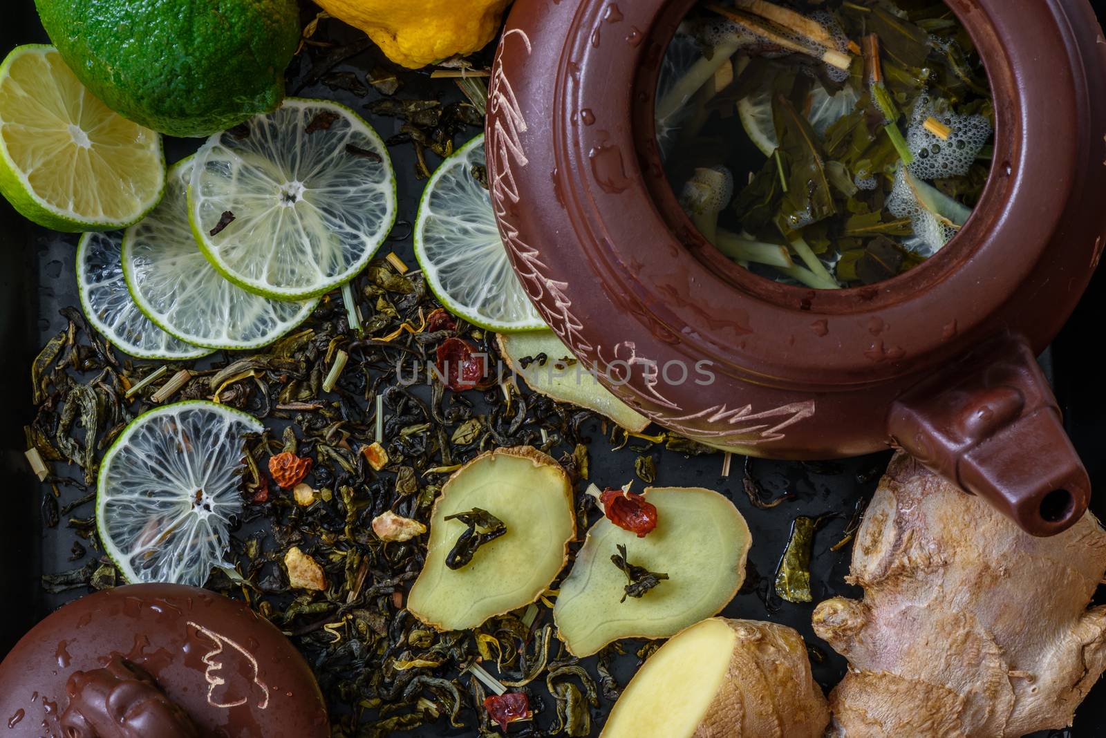 Ingredients fortea recipe with lime and ginger by Seva_blsv