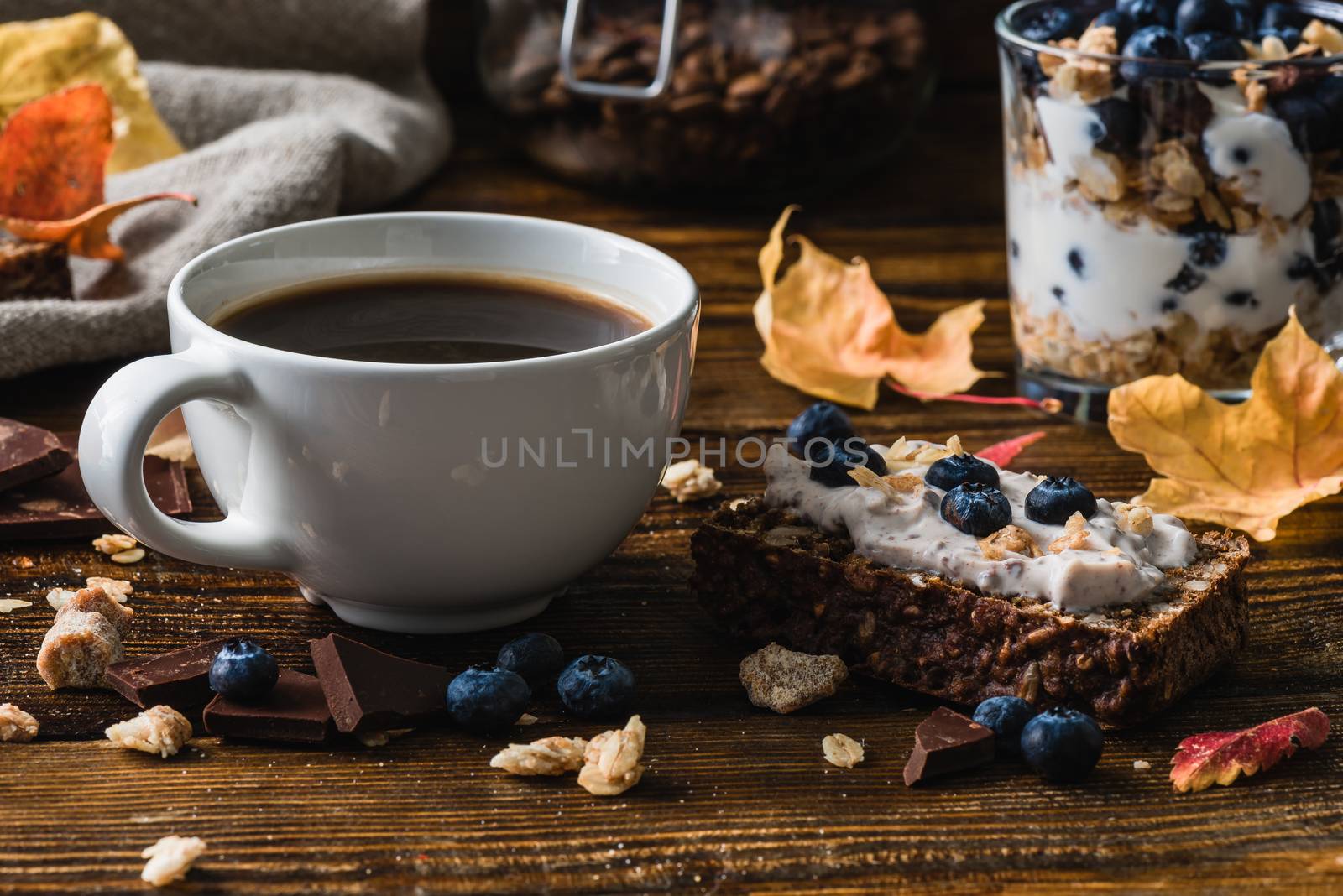 Coffee Cup and Blueberry Toast by Seva_blsv