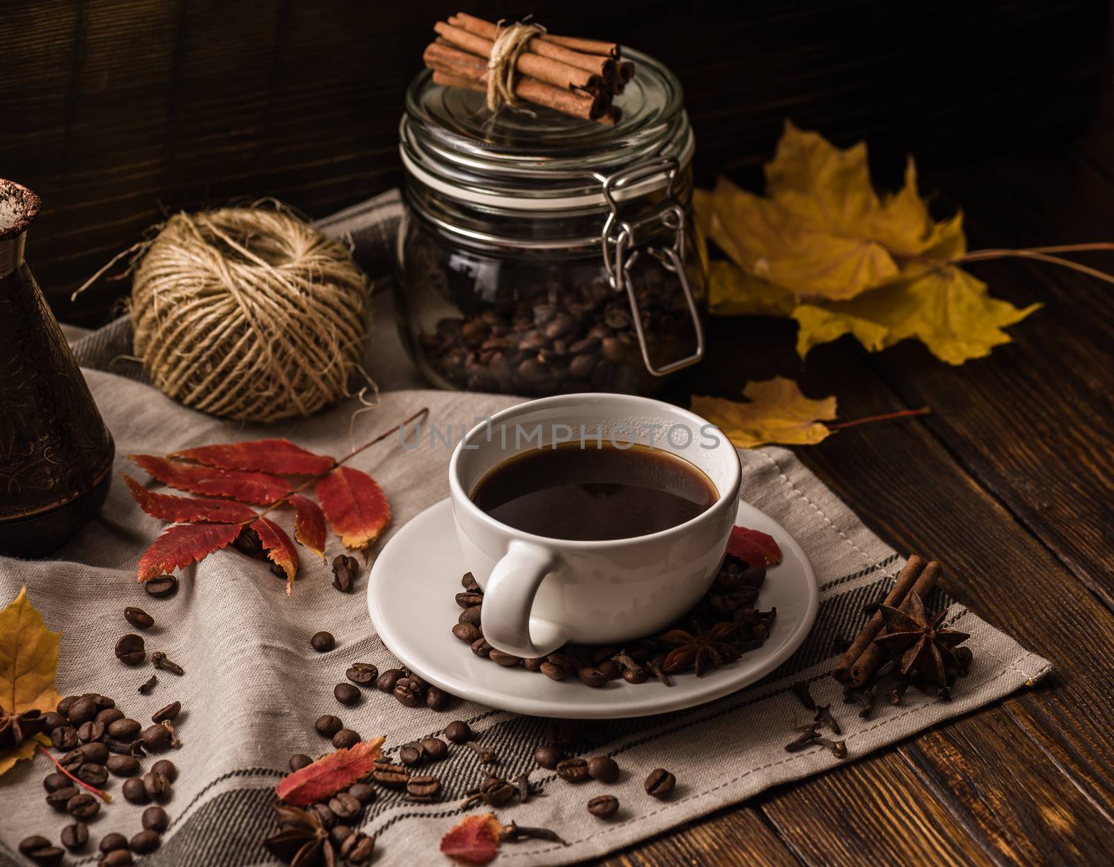 Cup of Coffee with Autumn Leaves by Seva_blsv