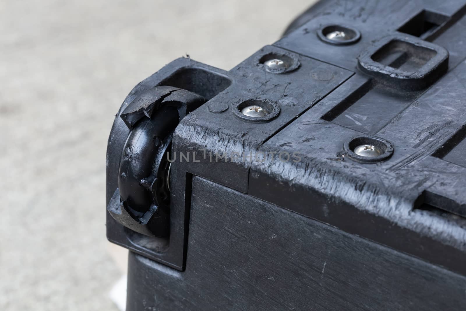 Damaged rubber bearing luggage wheel by smuay
