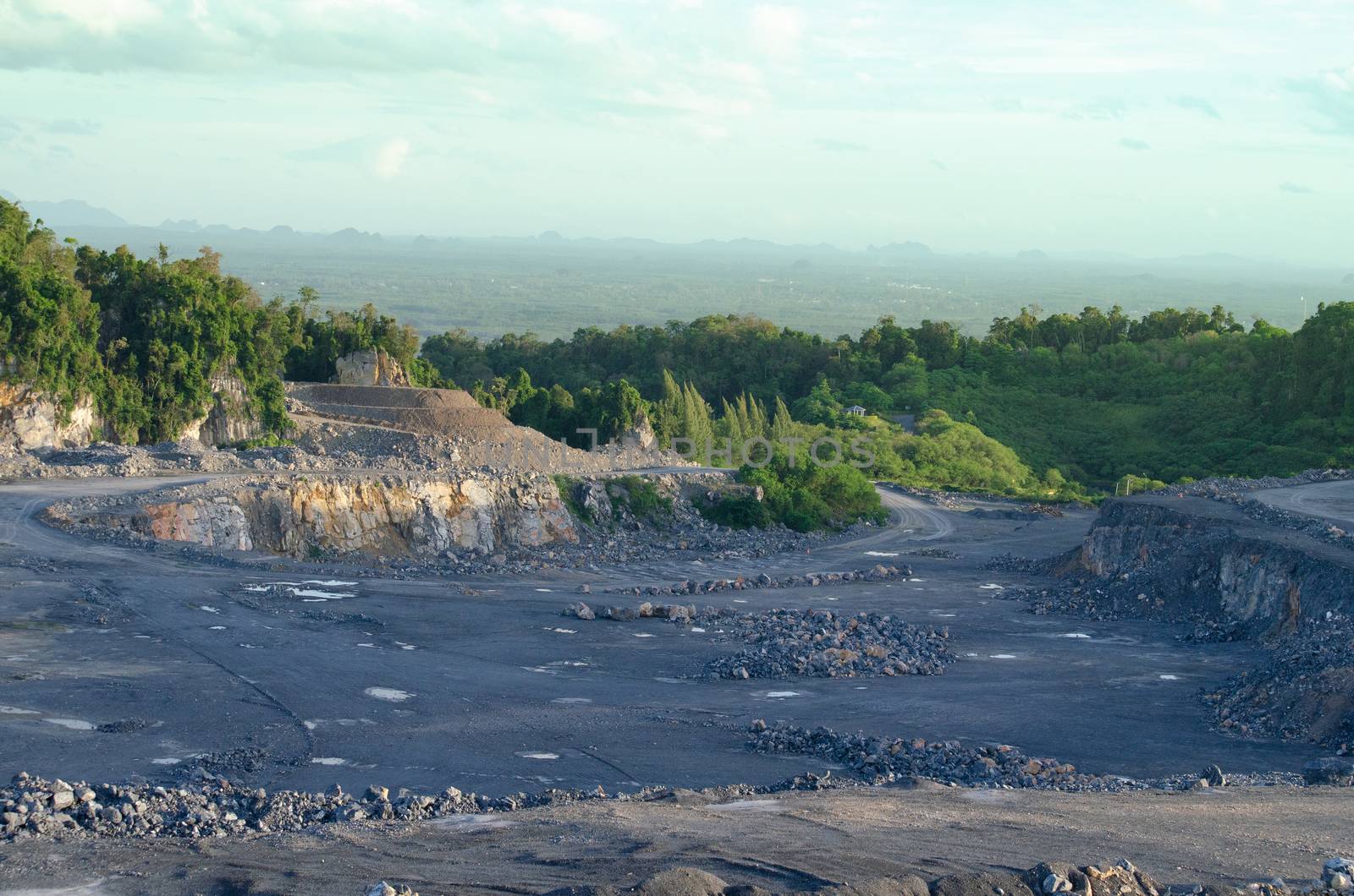 Open Areas for Limestone Mining .This area has been mined for limestone,Thailand