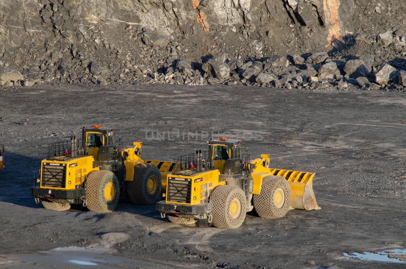 Open pit mine, digging for limestone by visanuwit