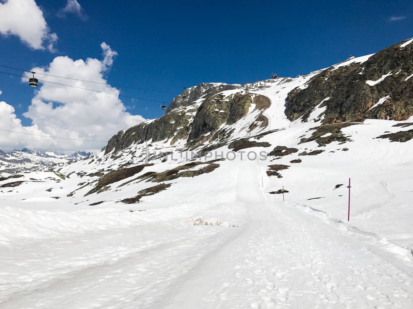 The Alpe d Huez ski domain in the French Alps