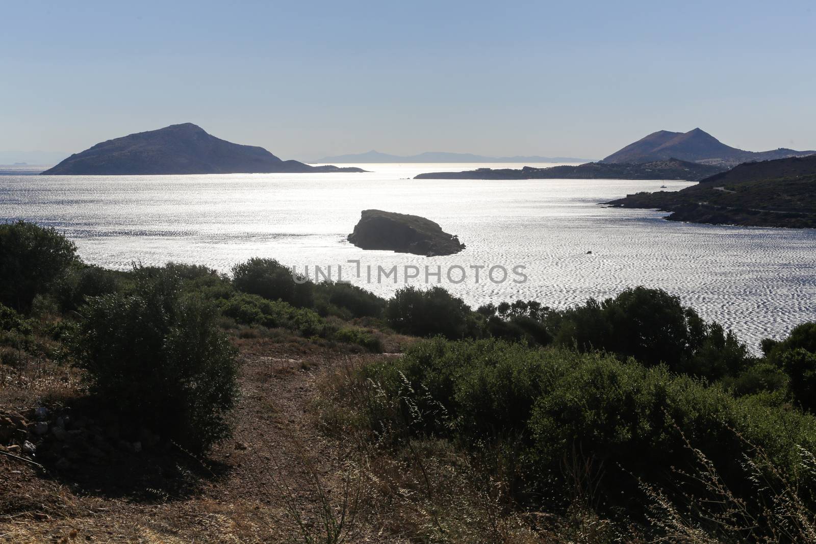 Scenic view of Cape Sounion from the temple of Poseidon