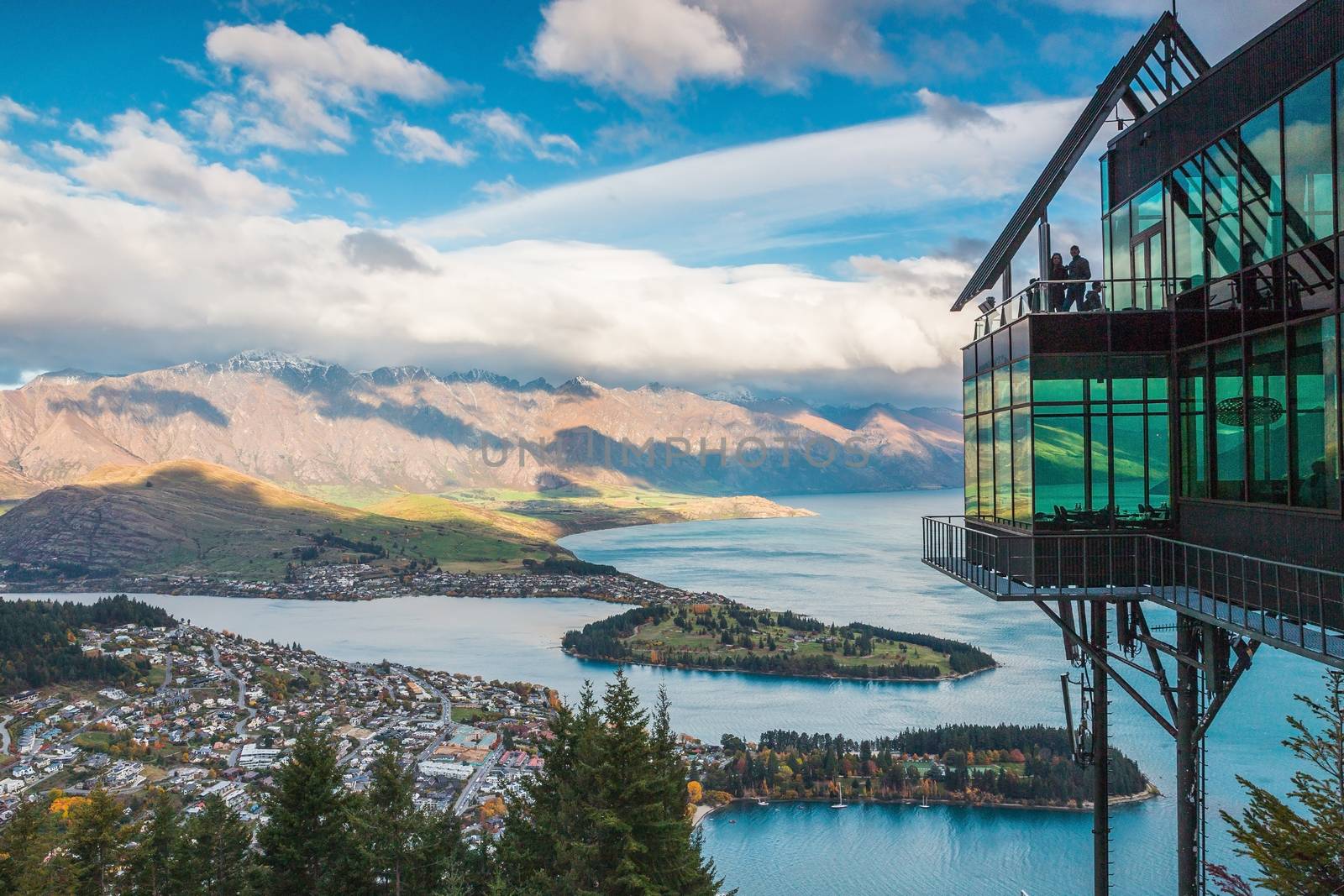 Aerial view of Queenstown in South Island, New Zealand by cozyta