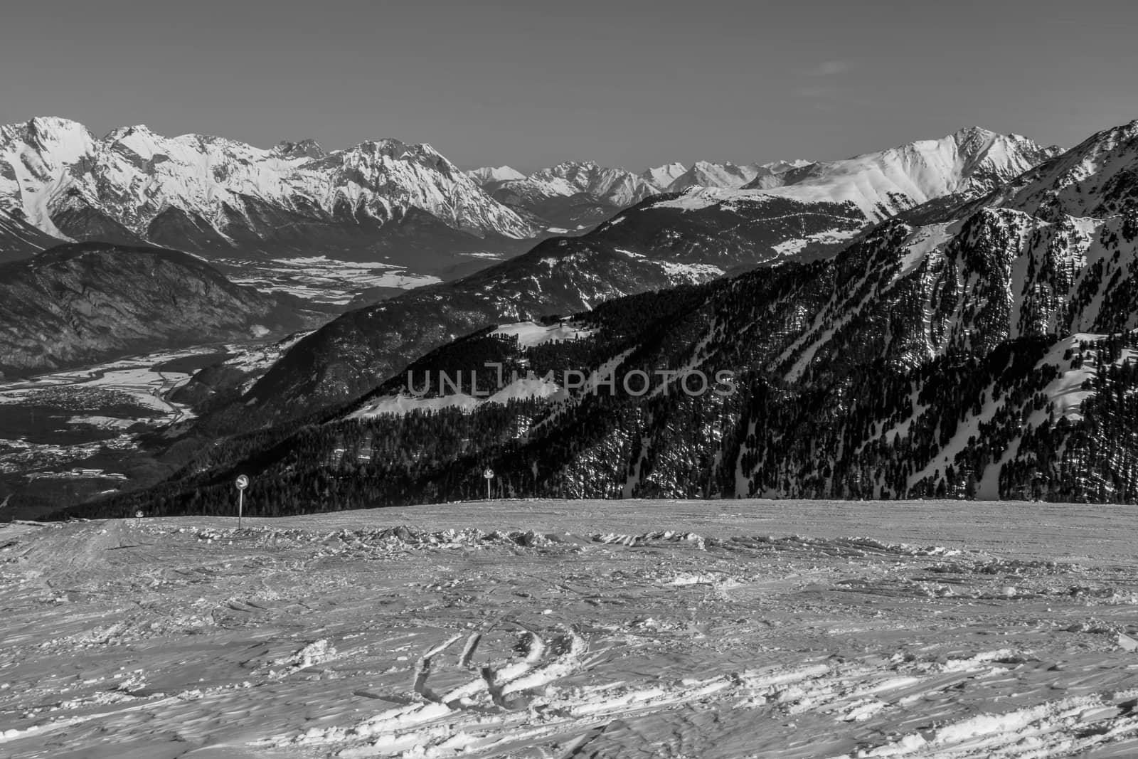 Beautiful mountaintops covered by snow