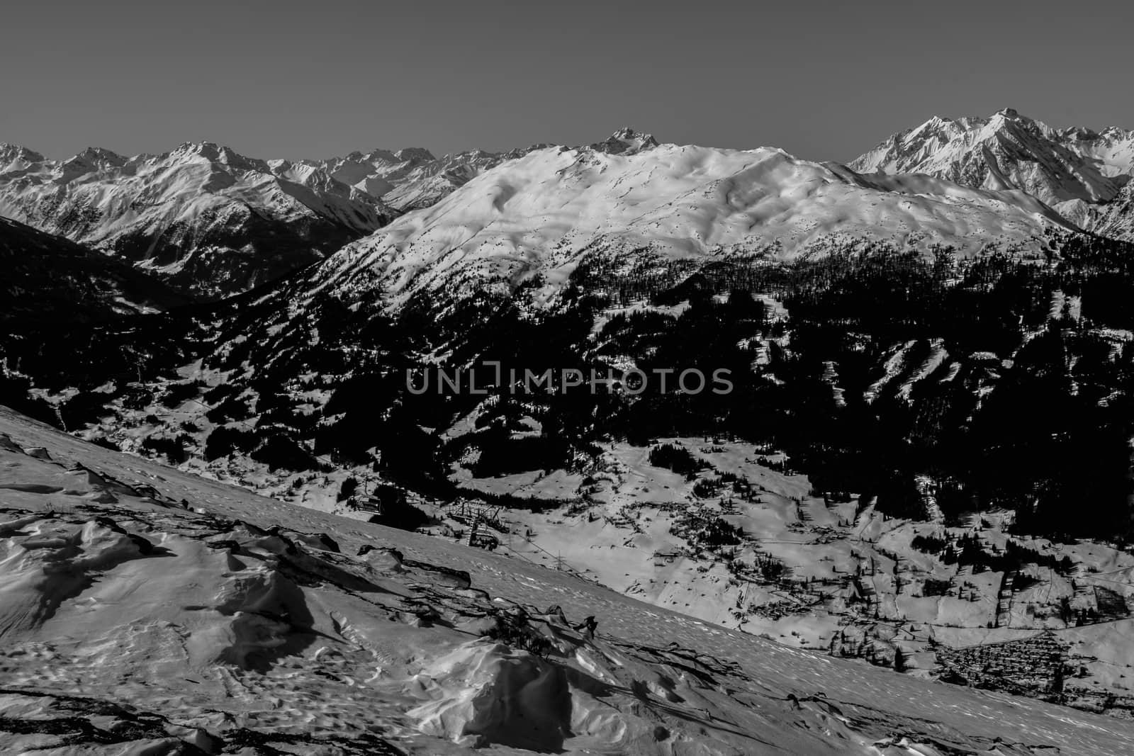 Beautiful mountaintops covered by snow