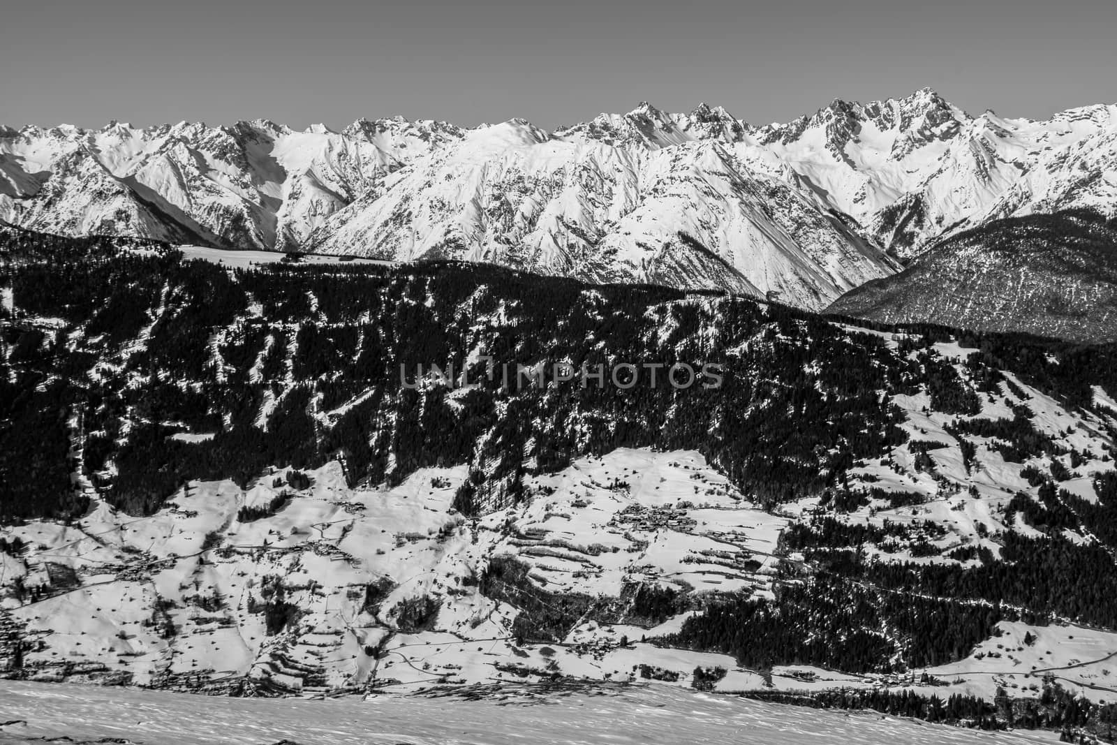 Beautiful mountaintops covered by snow