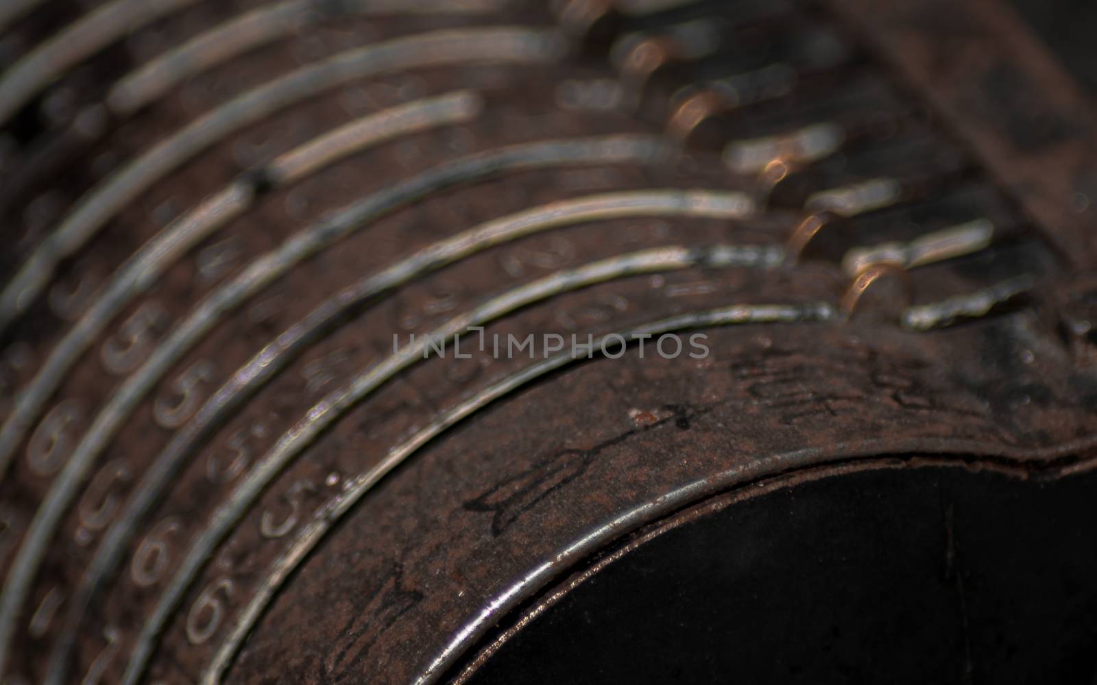 Closeup of an old vintage cash register with lots of numbers