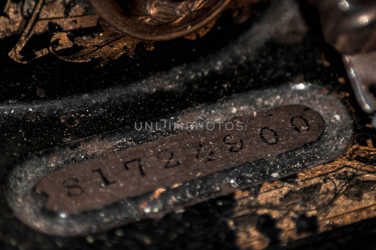 Closeup of numbers on an old vintage sewing machine