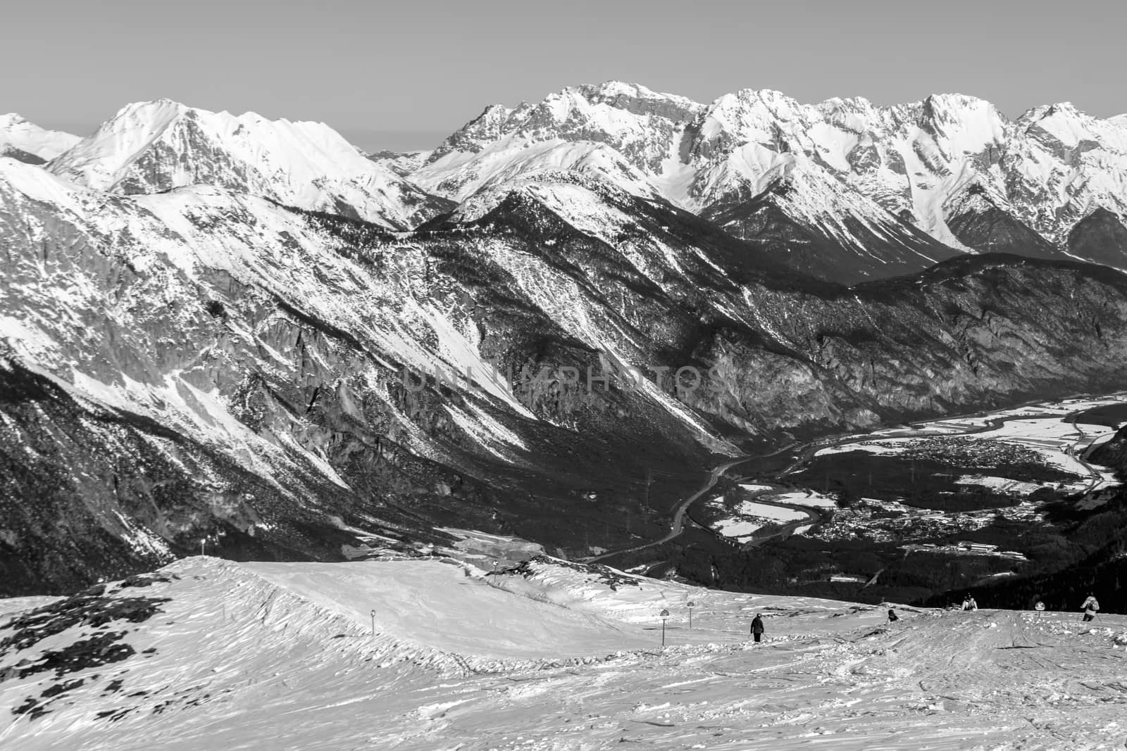 Beautiful mountaintops covered by snow