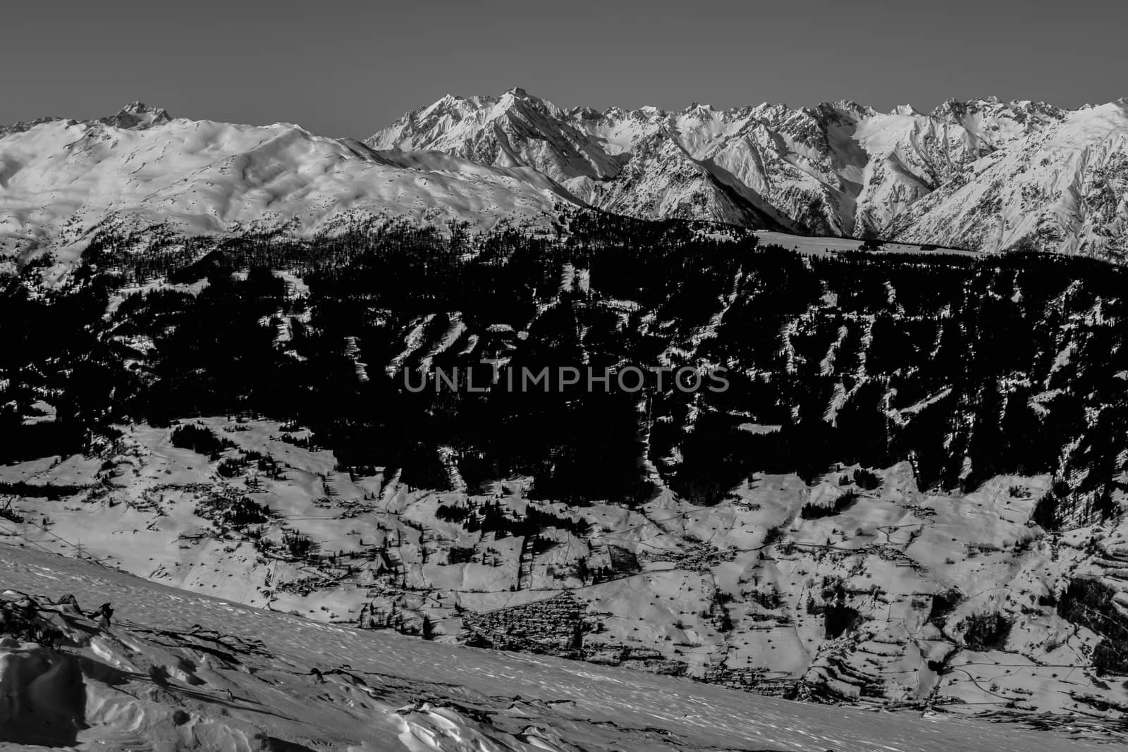 Beautiful mountaintops covered by snow