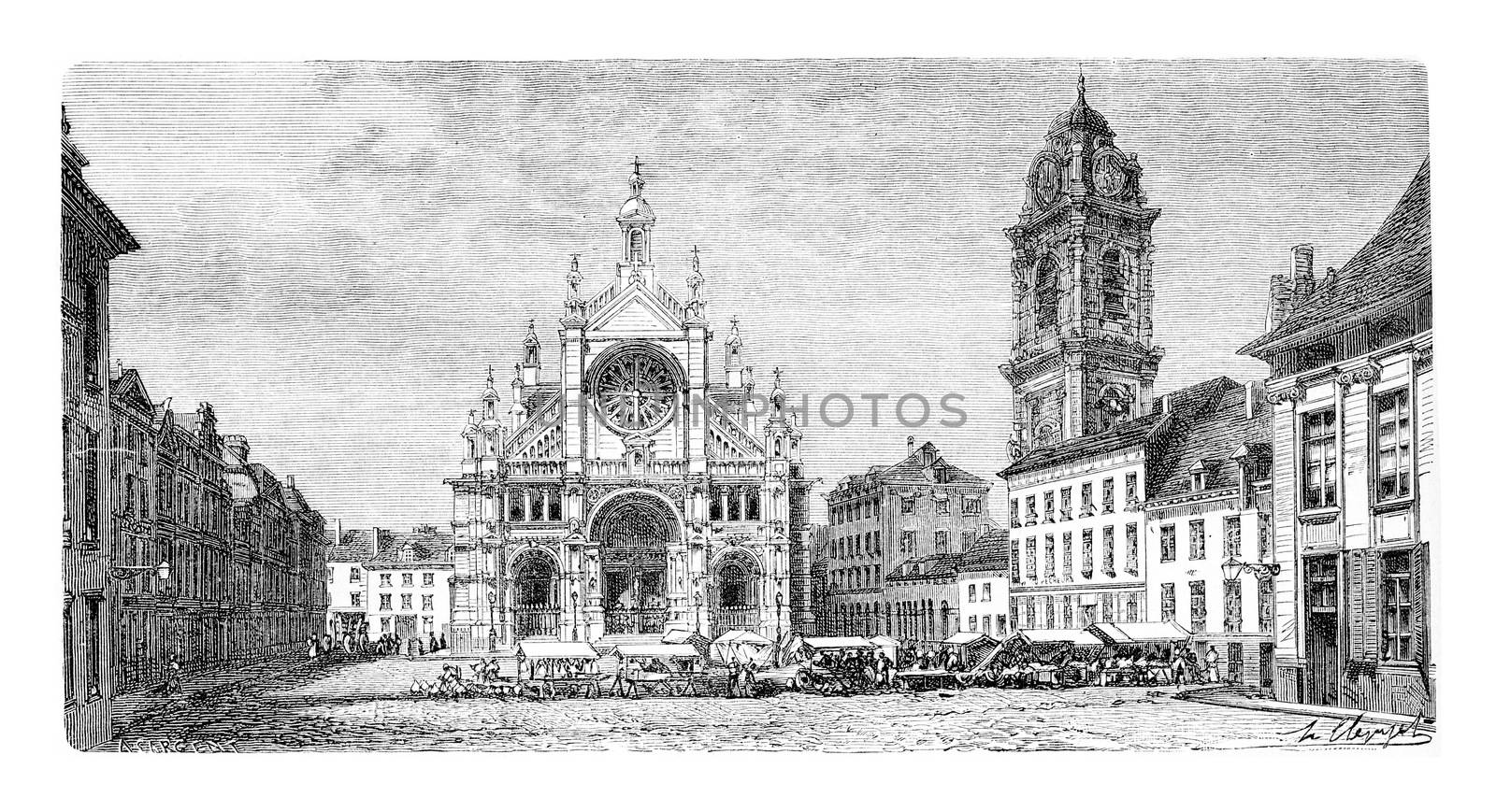 Church of Saint Catherine, vintage engraving by Morphart