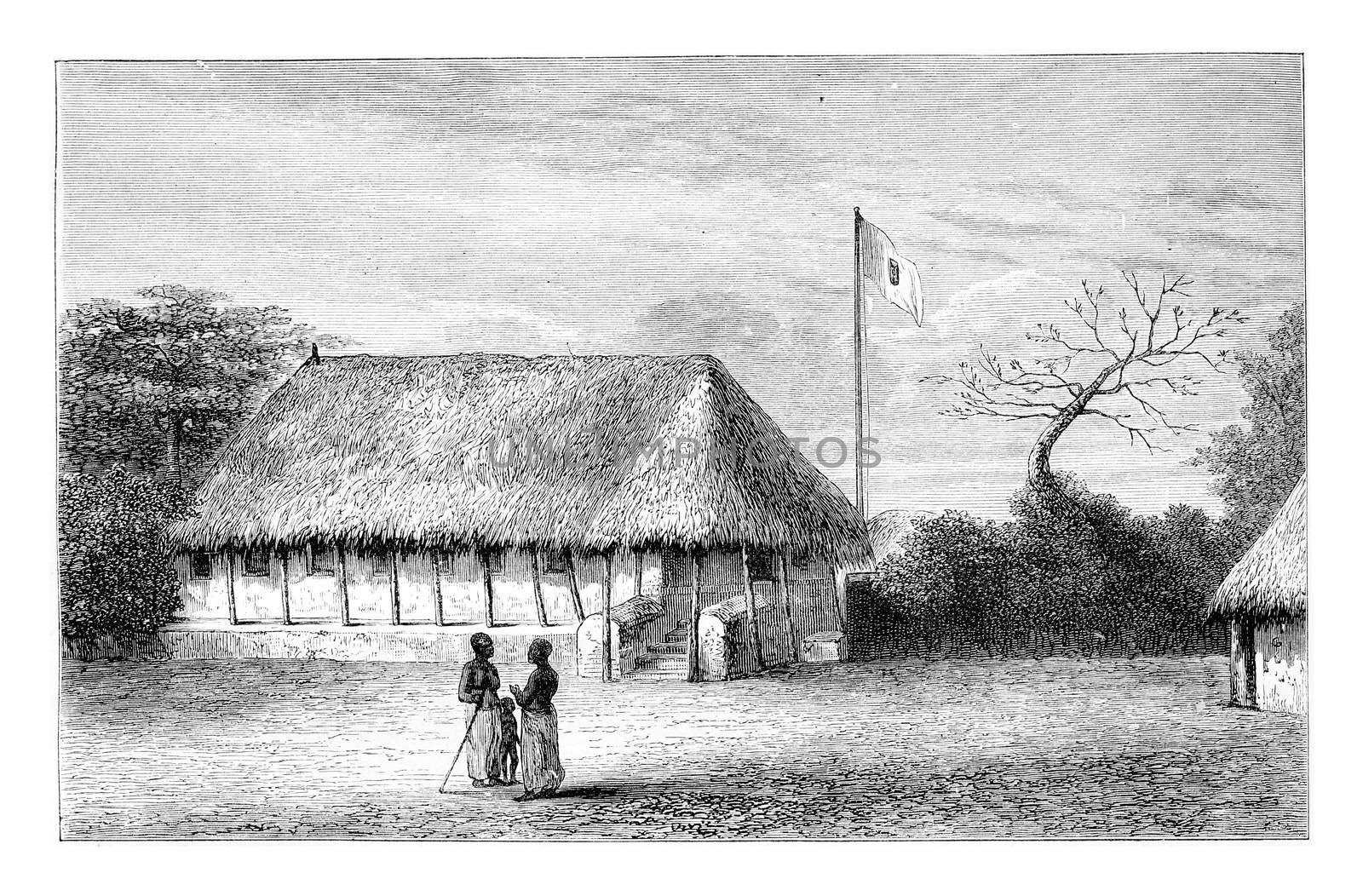 Belmonte House in Angola in Southern Africa, vintage engraving by Morphart