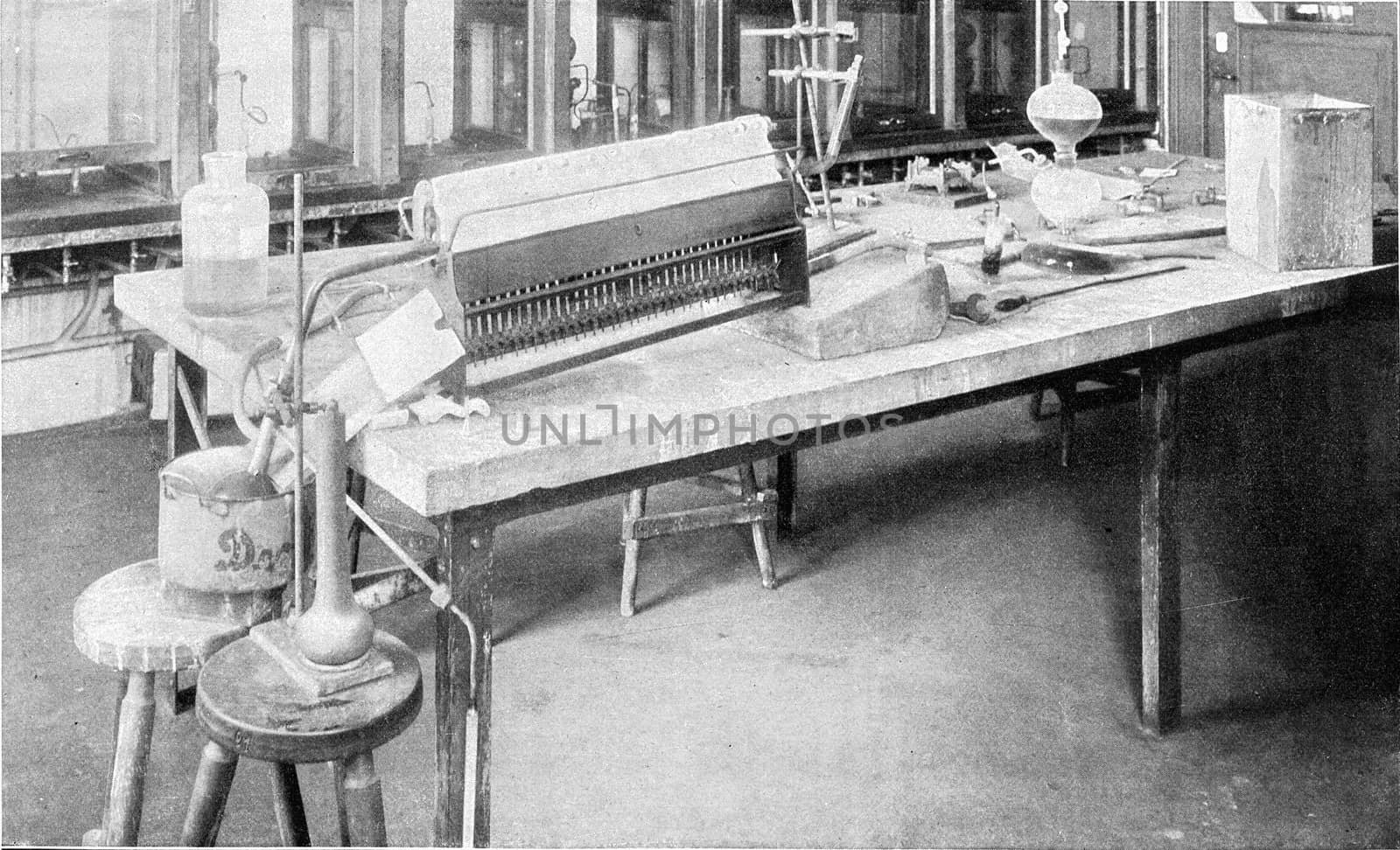 Special work table in the first chemical laboratory of the Unive by Morphart