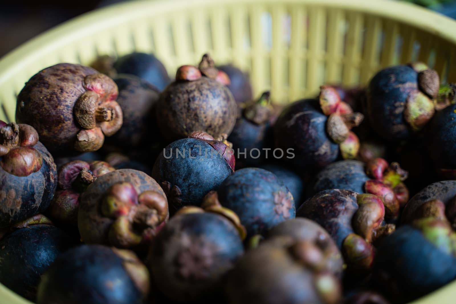 Healthy fruits Red mangosteen background in a supermarket local market