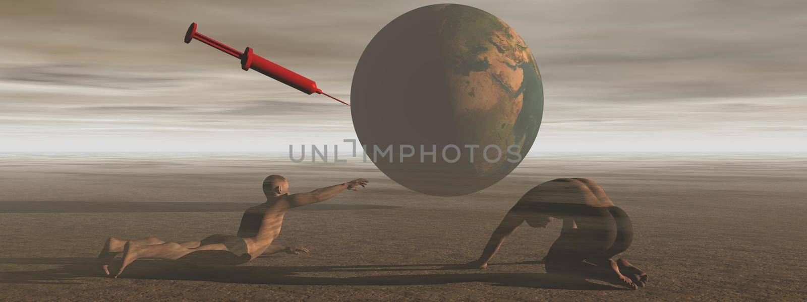 The human kills the blue planet - 3d rendering