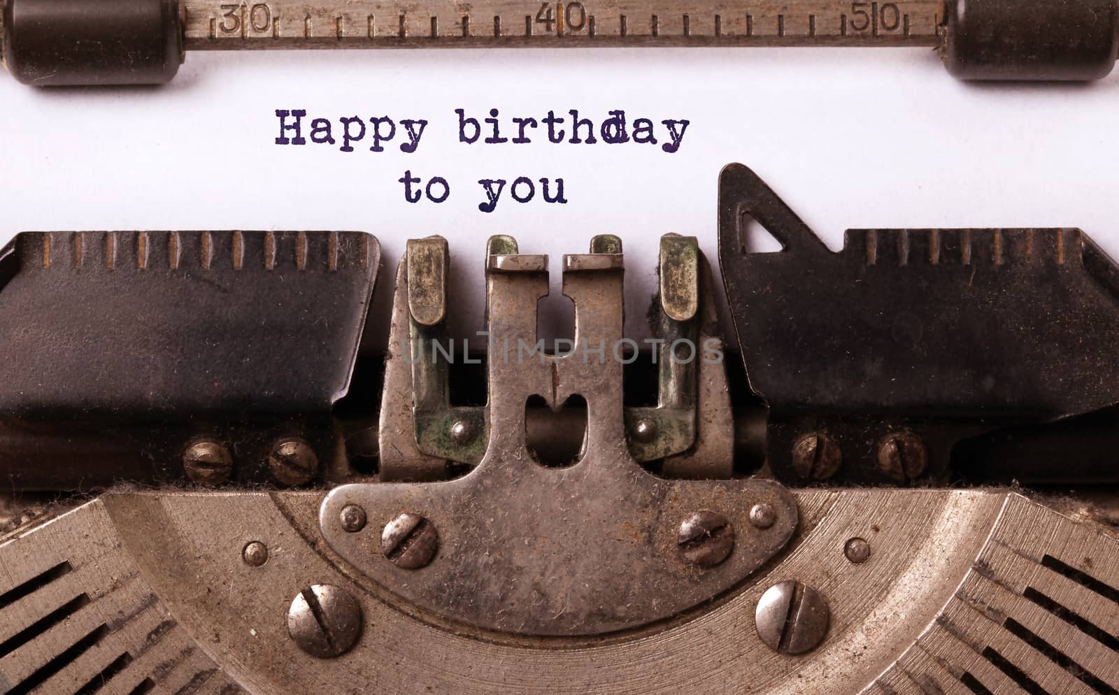 Happy birthday to you, written on an old typewriter, vintage