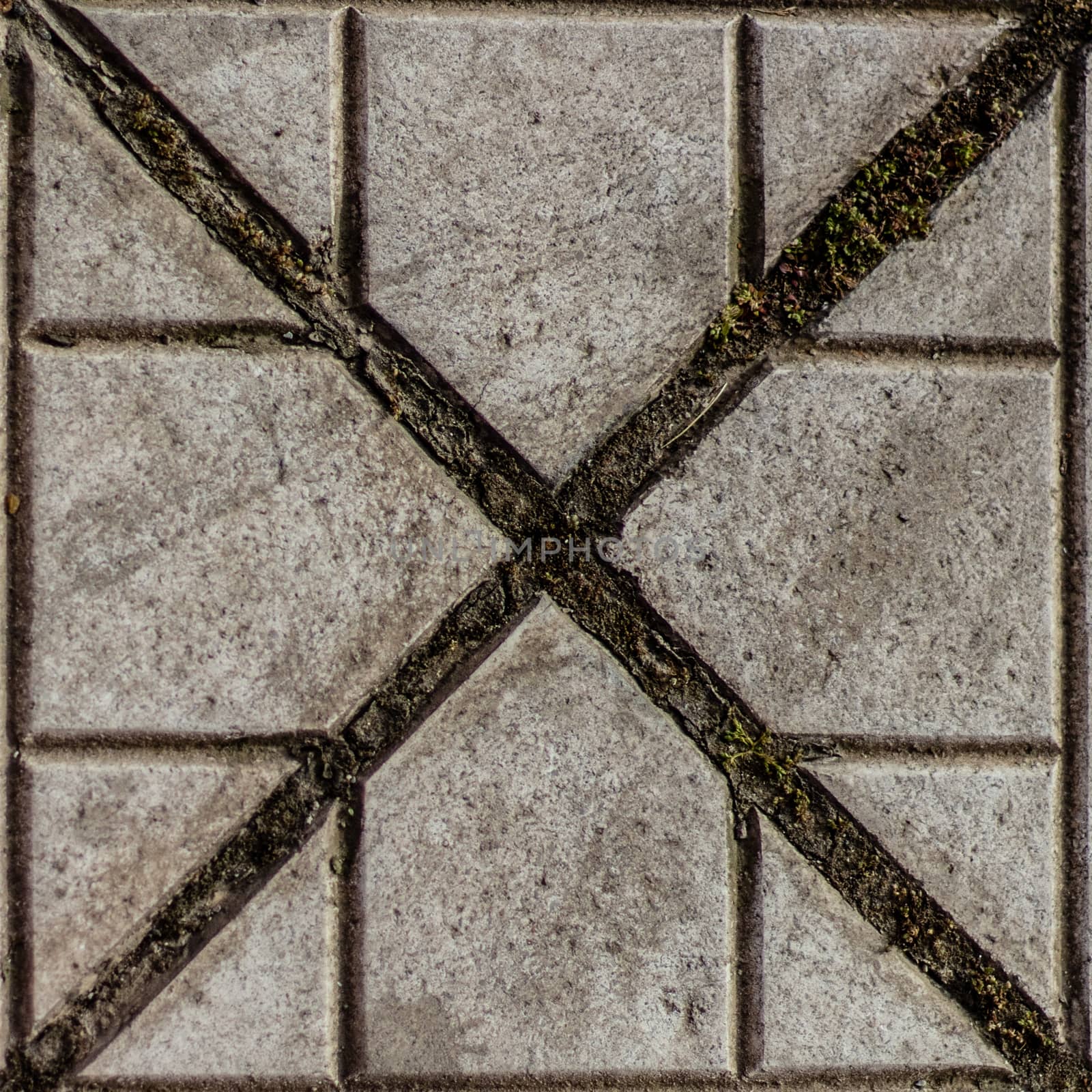 an old square shape from a pavement - gray colored stone pavement. a closeup texture shoot.