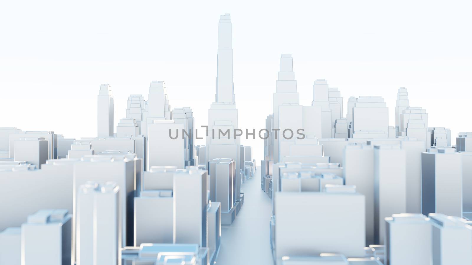 3d abstract modern city in sunny day. 3D illustration