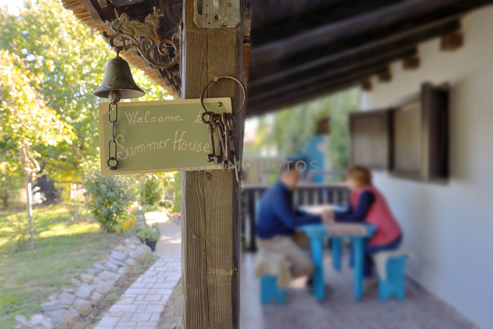 Welcome sign Old cozy house acomodation