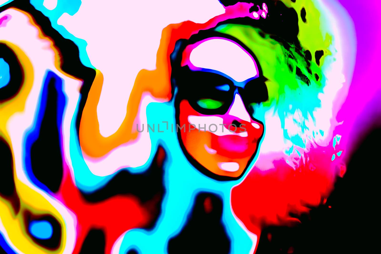 Pop art woman with glasses in event. Modern style watercolor