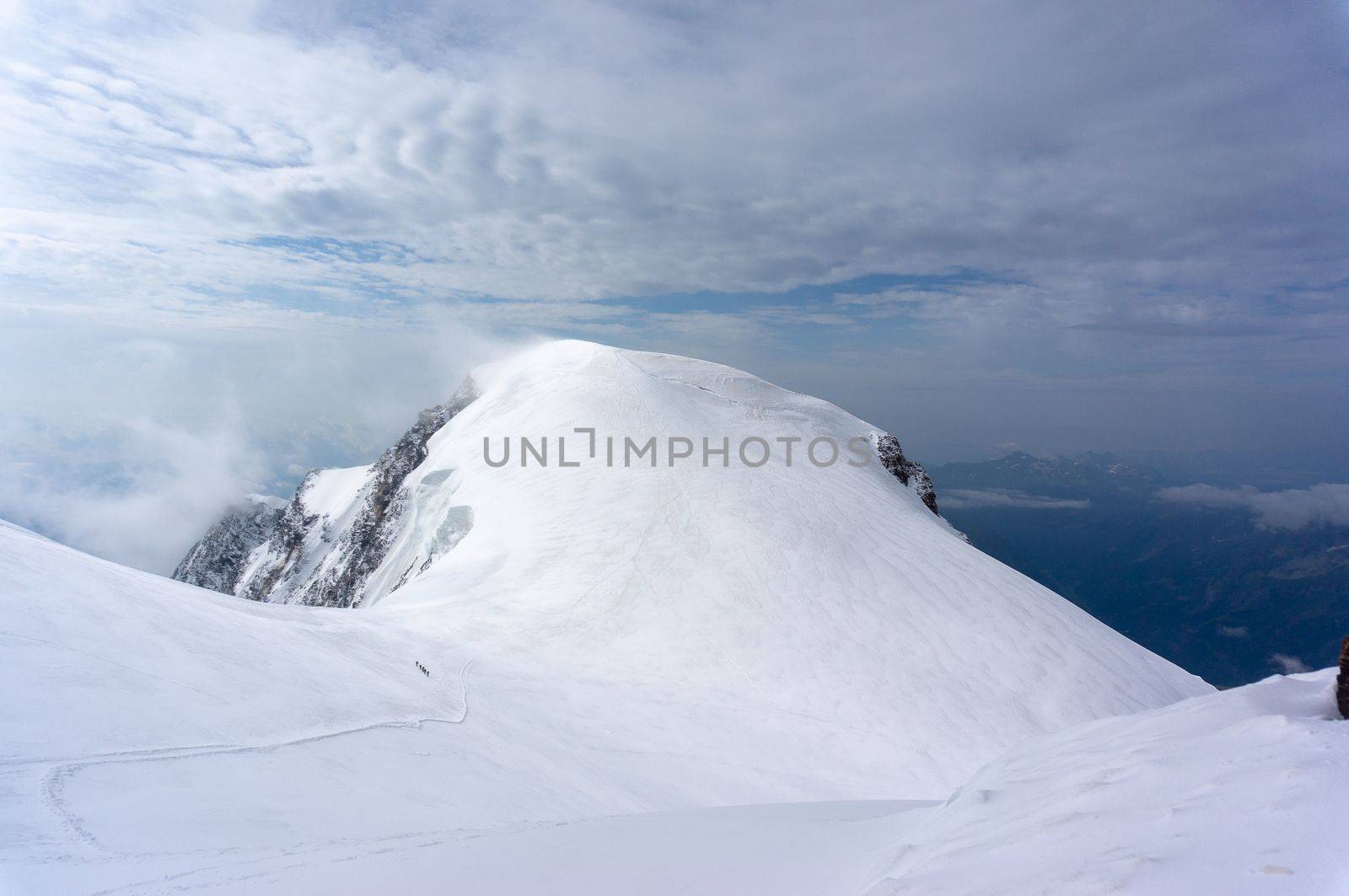 Trekking sport activity in Italian alps vacation